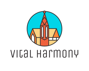 Colorful Cathedral Structure logo design