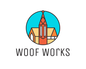 Colorful Cathedral Structure logo design