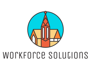 Colorful Cathedral Structure logo design