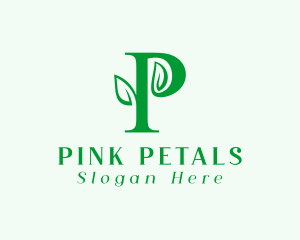 Natural Leaf Letter P logo design