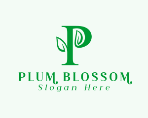 Natural Leaf Letter P logo design