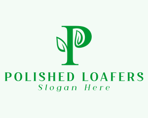 Natural Leaf Letter P logo design