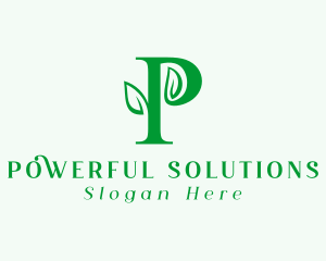 Natural Leaf Letter P logo design