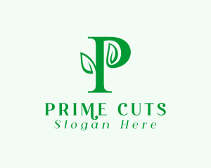 Natural Leaf Letter P logo design