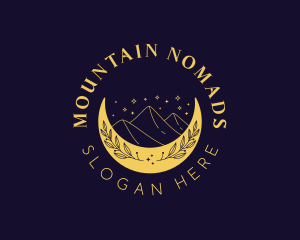 Mountain Moon Leaf logo design