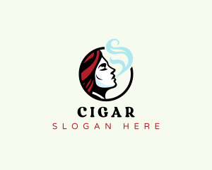 Cigar Lady Smoking logo design