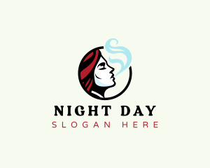 Cigar Lady Smoking logo design