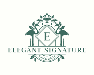 Luxury Crown Flamingo logo design