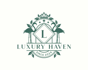 Luxury Crown Flamingo logo design