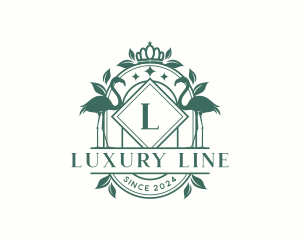 Luxury Crown Flamingo logo design