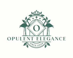 Luxury Crown Flamingo logo design