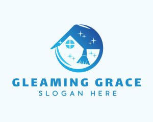 Sparkle Broom House Cleaning logo design