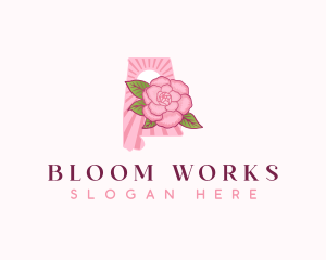 Camellia Flower Alabama logo design