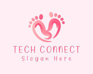 Pink Feet Hearts Logo