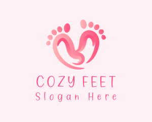 Pink Feet Hearts logo design