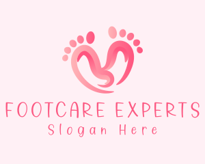 Pink Feet Hearts logo design