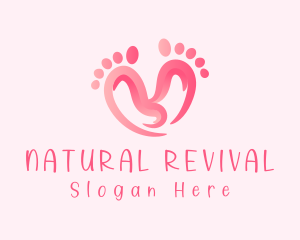 Pink Feet Hearts logo design