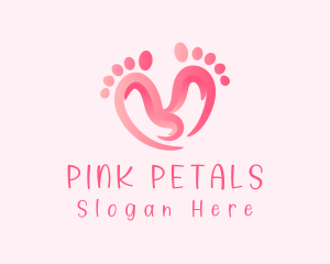 Pink Feet Hearts logo design