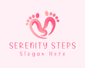 Pink Feet Hearts logo design