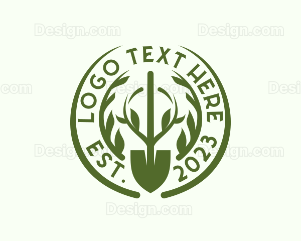 Shovel Wreath Gardening Logo