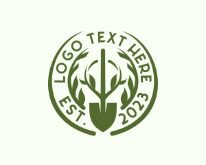 Shovel Wreath Gardening Logo