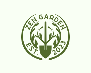 Shovel Wreath Gardening logo design