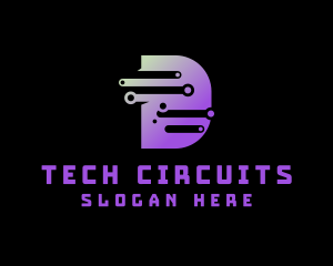 Tech Circuitry Letter D logo