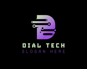 Tech Circuitry Letter D logo design