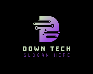 Tech Circuitry Letter D logo design