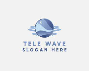 Ocean Moon Wave logo design