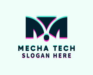 Tech Glitch Letter M logo design