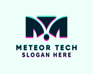 Tech Glitch Letter M logo design