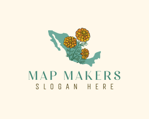 Mexican Marigold Flower logo design