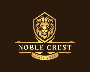 Premium Lion Crest Shield logo design