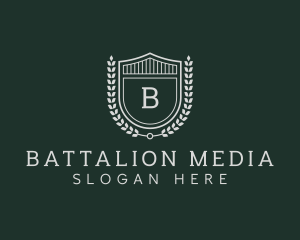 Shield Crest Wreath logo design