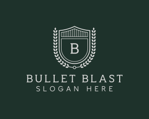 Shield Crest Wreath logo design