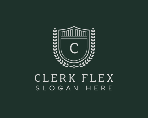 Shield Crest Wreath logo design