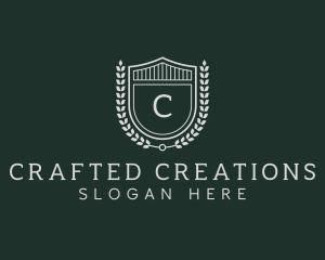 Shield Crest Wreath logo design