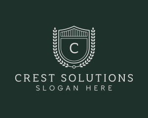 Shield Crest Wreath logo design