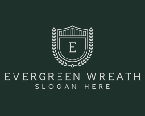 Shield Crest Wreath logo design