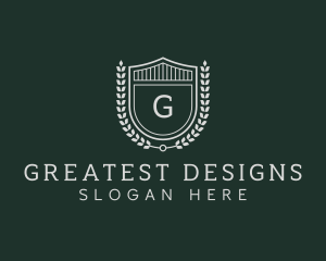 Shield Crest Wreath logo design