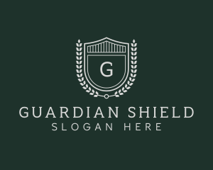 Shield Crest Wreath logo design