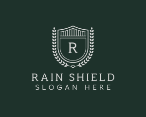 Shield Crest Wreath logo design