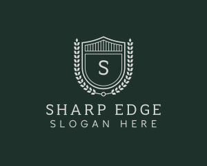 Shield Crest Wreath logo design