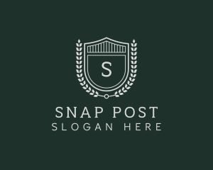 Shield Crest Wreath logo design