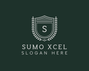 Shield Crest Wreath logo design