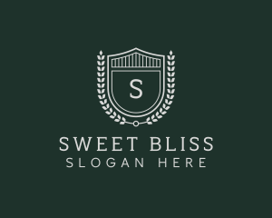 Shield Crest Wreath logo design