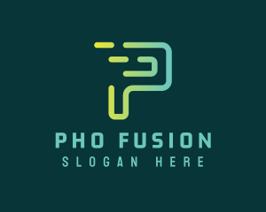 Futuristic Digital Letter P  logo design