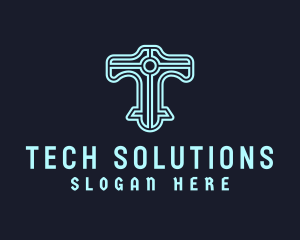 Tech Circuit Letter T Business logo design