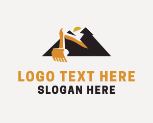 Mountain Excavator Construction Logo